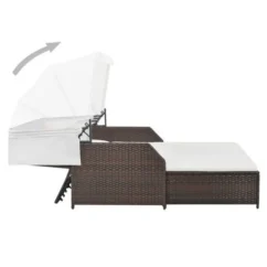 Lit De Jardin Avec Auvent Résine Tressée Marron Et Blanc Imia -Chair Soldes Boutique lit de jardin avec auvent resine tressee marron et blanc imia 3666722558815 385542