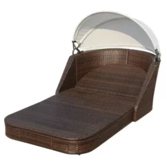 Lit De Jardin Avec Auvent Tissu Blanc Et Résine Marron Anki -Chair Soldes Boutique lit de jardin avec auvent tissu blanc et resine marron anki 3666722555890 388124