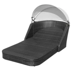 Lit De Jardin Avec Auvent Tissu Blanc Et Résine Noire Anki -Chair Soldes Boutique lit de jardin avec auvent tissu blanc et resine noire anki 3666722555906 388119