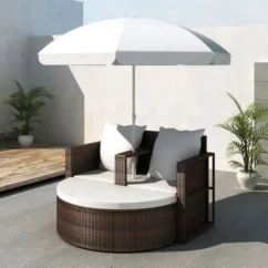 Lit De Jardin Avec Parasol Résine Tressée Marron Uvo -Chair Soldes Boutique lit de jardin avec parasol resine tressee marron uvo 3666722560023 384466