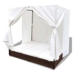 Lit De Jardin Avec Rideaux Résine Marron Et Tissu Blanc Uvo -Chair Soldes Boutique lit de jardin avec rideaux resine marron et tissu blanc uvo 3666722560597 383910
