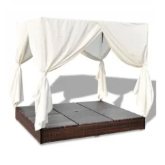 Lit De Jardin Avec Rideaux Résine Marron Et Tissu Blanc Uvo -Chair Soldes Boutique lit de jardin avec rideaux resine marron et tissu blanc uvo 3666722560597 383913