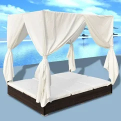 Lit De Jardin Avec Rideaux Résine Marron Et Tissu Blanc Uvo -Chair Soldes Boutique lit de jardin avec rideaux resine marron et tissu blanc uvo 3666722560597 383915