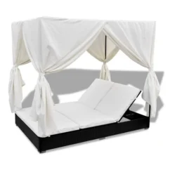 Lit De Jardin Avec Rideaux Résine Noire Et Tissu Blanc Uvo -Chair Soldes Boutique lit de jardin avec rideaux resine noire et tissu blanc uvo 3666722560580 383921