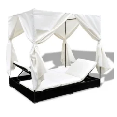 Lit De Jardin Avec Rideaux Résine Noire Et Tissu Blanc Uvo -Chair Soldes Boutique lit de jardin avec rideaux resine noire et tissu blanc uvo 3666722560580 383922