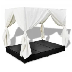 Lit De Jardin Avec Rideaux Résine Noire Et Tissu Blanc Uvo -Chair Soldes Boutique lit de jardin avec rideaux resine noire et tissu blanc uvo 3666722560580 383923
