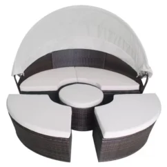 Lit De Jardin Avec Toit Et Table Résine Tressée Marron Velass -Chair Soldes Boutique lit de jardin avec toit et table resine tressee marron velass 8718475501831 384440