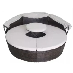 Lit De Jardin Avec Toit Et Table Résine Tressée Marron Velass -Chair Soldes Boutique lit de jardin avec toit et table resine tressee marron velass 8718475501831 384441