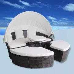 Lit De Jardin Avec Toit Et Table Résine Tressée Marron Velass -Chair Soldes Boutique lit de jardin avec toit et table resine tressee marron velass 8718475501831 384445