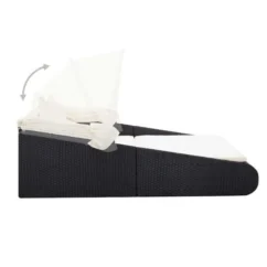 Lit De Jardin Avec Toit Tissu Blanc Et Résine Tressée Noire Nov -Chair Soldes Boutique lit de jardin avec toit tissu blanc et resine tressee noire 8719883860435 400442