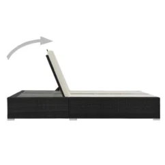 Lit De Jardin Double Tissu Beige Et Résine Tressée Noire Luvi -Chair Soldes Boutique lit de jardin double tissu beige et resine tressee noire 3666722554558 389456