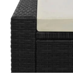 Lit De Jardin Double Tissu Beige Et Résine Tressée Noire Luvi -Chair Soldes Boutique lit de jardin double tissu beige et resine tressee noire 3666722554558 389457
