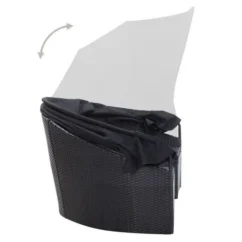 Lit De Jardin Modulable à Auvent Résine Et Tissu Noir Velass -Chair Soldes Boutique lit de jardin modulable a auvent resine et tissu noir 8719883868196 400436