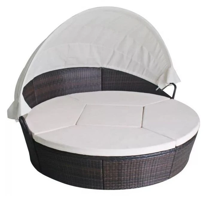 Lit De Jardin Modulable à Auvent Résine Tressée Marron Velass 1 Lit De Jardin Modulable à Auvent Résine Tressée Marron Velass