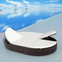 Lit De Jardin Polyester Blanc Et Résine Tressée Marron Leffo -Chair Soldes Boutique lit de jardin polyester blanc et resine tressee marron 3666722554664 389408