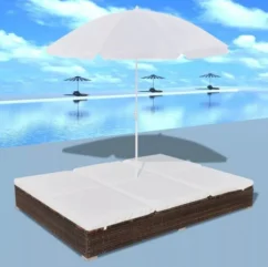 Lit De Jardin Réglable Avec Parasol Résine Tressée Marron Uvo -Chair Soldes Boutique lit de jardin reglable avec parasol resine tressee marron uvo 3666722559867 384580