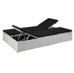 Meilleures ventes -Chair Soldes Boutique lit de jardin resine tressee blanche et polyester noir imia 3666722559546 384930