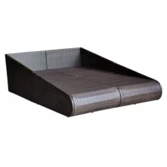 Lit De Jardin Résine Tressée Marron Et Polyester Blanc Imia 2 -Chair Soldes Boutique lit de jardin resine tressee marron et polyester blanc imia 3666722560283 384083