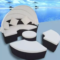 Lit De Jardin Rond Avec Auvent Résine Tressée Noire Miaden 7 Lit De Jardin Rond Avec Auvent Résine Tressée Noire Miaden -Chair Soldes Boutique lit de jardin rond avec auvent resine tressee noire miaden 3666722922708 384474