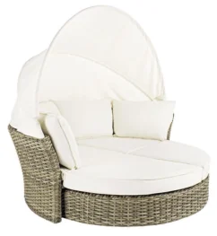 Lit De Jardin Rotatif En Aluminium Tresse En Fibre Blanc Laurie