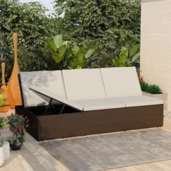 Lit De Jardin Tissu Blanc Et Résine Tressée Marron Viali -Chair Soldes Boutique lit de jardin tissu blanc et resine tressee marron 3666722554459 389546