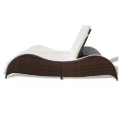 Meilleures ventes -Chair Soldes Boutique lit de jardin tissu blanc et resine tressee marron methy 3666722557658 386650