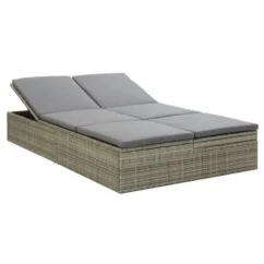 Lit De Jardin Tissu Et Résine Tressée Gris Viali