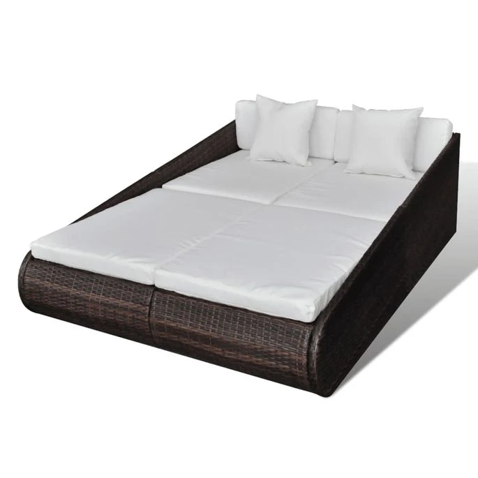 Lit De Repos D'extérieur Résine Tressée Marron 2 Lit De Repos D'extérieur Résine Tressée Marron – Image 2