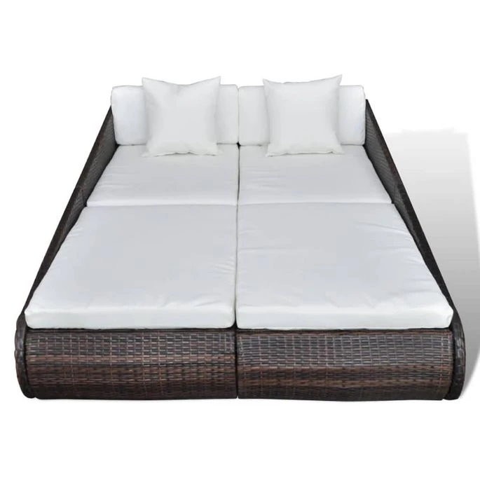 Lit De Repos D'extérieur Résine Tressée Marron 3 Lit De Repos D'extérieur Résine Tressée Marron – Image 3