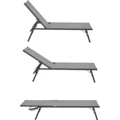 Lot De 2 Bains De Soleil Pliant - 1 Personne - Gris -Chair Soldes Boutique lot de 2 bains de soleil pliant 1 personne gris 3267070015922 1151252