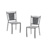 Lot De 2 Chaises A Manger De Jardin - Style Zellige - Acier Thermolaqué + Textilene - 50 X 59 X 91 Cm