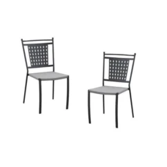 Lot De 2 Chaises A Manger De Jardin - Style Zellige - Acier Thermolaqué + Textilene - 50 X 59 X 91 Cm