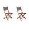 Lot De 2 Chaises De Jardin En Bois D'acacia FSC Et Assise Textilene - 50 X 57 X 90 Cm - Gris