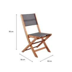 Lot De 2 Chaises De Jardin En Bois D'acacia FSC Et Assise Textilene - 50 X 57 X 90 Cm - Gris -Chair Soldes Boutique lot de 2 chaises de jardin en bois d acacia fsc et assise textilene 50 x 57 x 90 cm gris 3612407958265 1246382