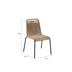 Lot De 2 Chaises De Jardin - Métal Avec Tissage Simple En Corde, Empilable - Couleur : Epoxy Noir - Cordes Naturelles -Chair Soldes Boutique lot de 2 chaises de jardin metal avec tissage simple en corde empilable couleur epoxy noir cordes naturelles 3619999309932 1380086