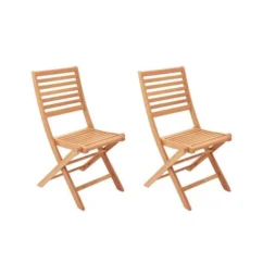 Lot De 2 Chaises De Jardin Pliantes En Eucalyptus FSC - 57 X 46,5 X 90 Cm