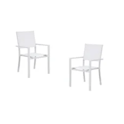 Lot De 2 Fauteuils A Manger De Jardin - Aluminium - 54 X 57 X 88 Cm