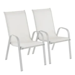 Lot De 2 Fauteuils En Acier - 54,5 X76 X 96cm - Gris