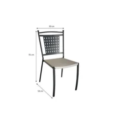 Lot De 4 Chaises A Manger De Jardin - Style Zellige - Acier Thermolaqué + Textilene - 50 X 59 X 91 Cm -Chair Soldes Boutique lot de 4 chaises a manger de jardin style zellige acier thermolaque textilene 50 x 59 x 91 cm 3619999329817 1297402