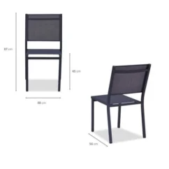 Lot De 4 Chaises De Jardin En Aluminium Assise Textilene - 48 X 56 X 87 Cm - Gris -Chair Soldes Boutique lot de 4 chaises de jardin en aluminium assise textilene 48 x 56 x 87 cm gris 3612408312936 597577