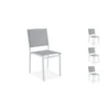 Lot De 4 Chaises Empilables - Aluminium Et Textilene - Blanc Et Gris