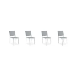 Lot De 4 Chaises Empilables - Aluminium Et Textilene - Blanc Et Gris -Chair Soldes Boutique lot de 4 chaises empilables aluminium et textilene blanc et gris 3619999349143 1297392