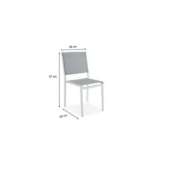 Lot De 4 Chaises Empilables - Aluminium Et Textilene - Blanc Et Gris -Chair Soldes Boutique lot de 4 chaises empilables aluminium et textilene blanc et gris 3619999349143 1297393