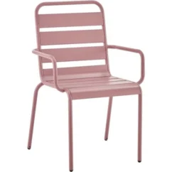 Lot De 4 Fauteuils De Jardin - Acier - Rose -Chair Soldes Boutique lot de 4 fauteuils de jardin acier rose 3619999333012 1380077