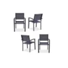 Lot De 4 Fauteuils De Jardin En Aluminium Assise Textilene - 57 X 56 X 87 Cm - Gris