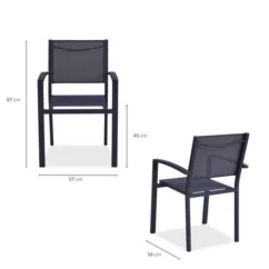 Lot De 4 Fauteuils De Jardin En Aluminium Assise Textilene - 57 X 56 X 87 Cm - Gris -Chair Soldes Boutique lot de 4 fauteuils de jardin en aluminium assise textilene 57 x 56 x 87 cm gris 3612408313933 597547