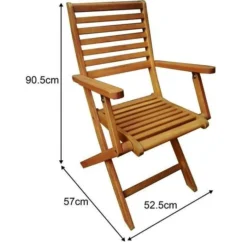 Lot De 4 Fauteuils De Jardin Pliants En Eucalyptus FSC - 57 X 52 X H.90 Cm