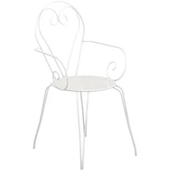 Lot De 4 Fauteuils De Jardin Romantique Empilable En Fer Forgé - Blanc