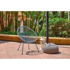 MANA Fauteuil Design En Forme D'oeuf - Cordage En Plastique Bleu Pastel