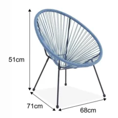 MANA Fauteuil Design En Forme D'oeuf - Cordage En Plastique Bleu Pastel -Chair Soldes Boutique mana fauteuil design en forme d oeuf cordage en plastique bleu pastel 3612408086745 429855